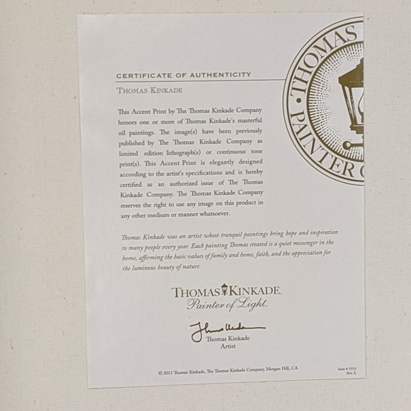 Thomas Kinkade Beauty And The Beast Disney Painting print, 14"x14", 2009 - Picture 5 of 9